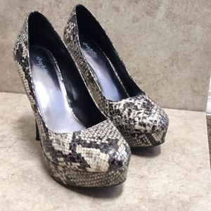 Charlotte Russe Snakeskin Heels, Size 10